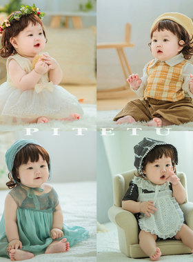儿童摄影服装2022新款影楼拍摄主题服饰百天周岁女宝宝艺术拍照衣