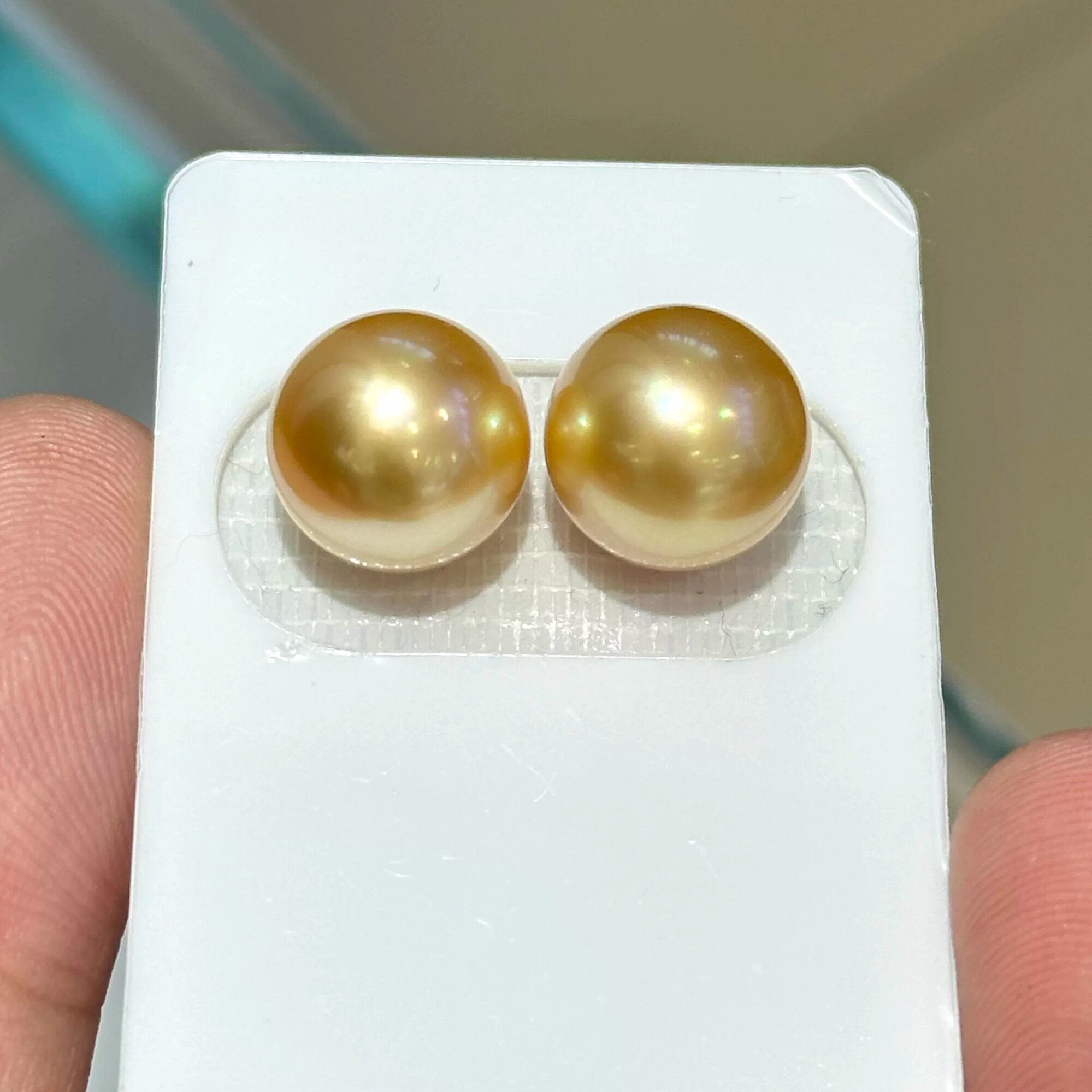 南洋金珠对珠裸珠11-12MM天然海水珍珠正圆颜色浓郁高级感简约图片