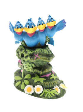 Cershar 热带雨林的一群可爱胖嘟嘟的小蓝鸟陶瓷场景装饰摆件礼物