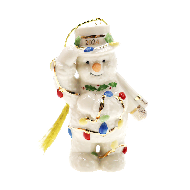 Cershar Lenox圣诞节 雪人 陶瓷装饰冬季雪人摆件挂饰 礼物礼品