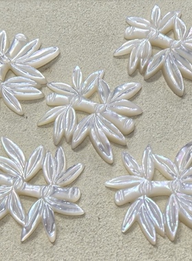 深海蝶贝26*28mm白蝶贝竹叶DIY手工贝壳饰品胸针配件