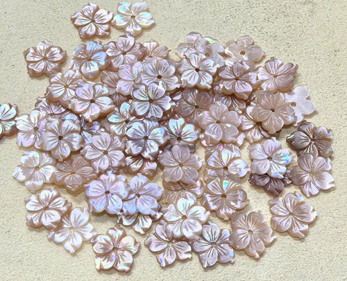 深海蝶贝12mm粉蝶贝扭角花DIY手工贝壳饰品配件材料