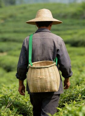 重庆民俗手工竹编采茶竹篮茶框采菌竹篮子竹制品