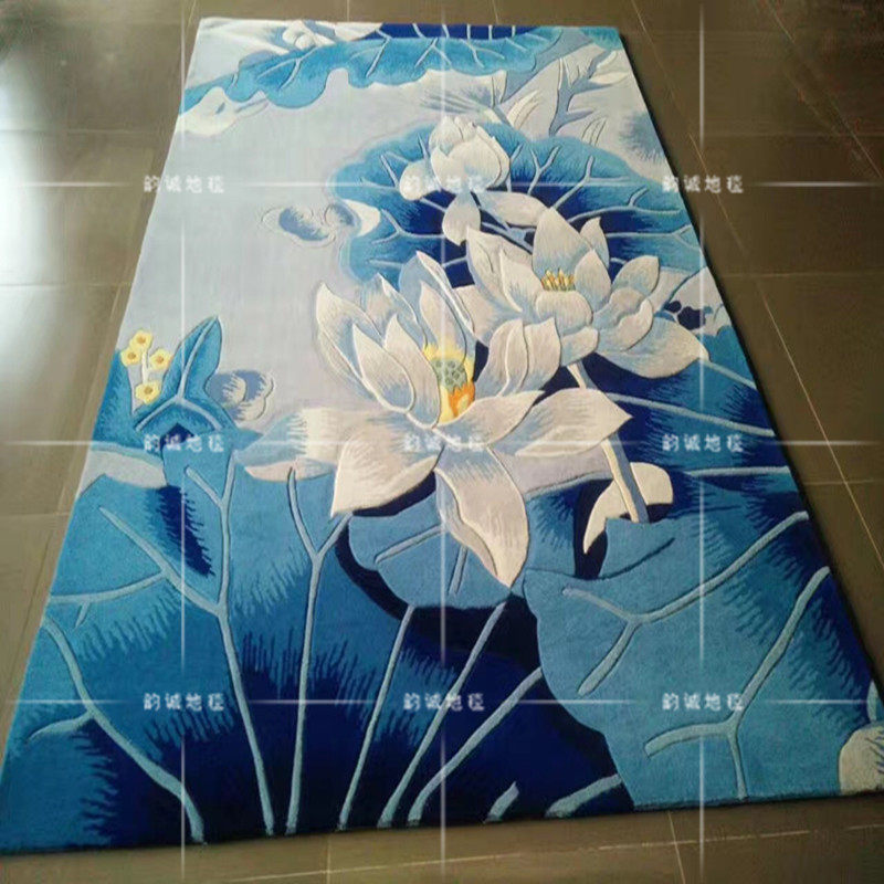 欧式风花卉羊毛手工书房地毯定制