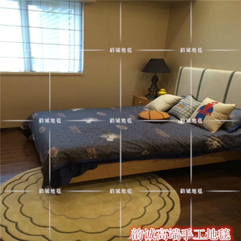 欧式美式条纹宜家圆形地毯客厅茶几卧室床边书房电脑椅吊篮地毯
