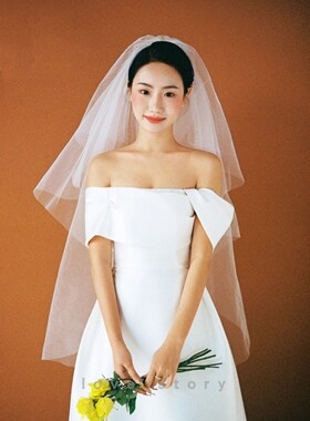 头纱求婚女生头纱领证蓬蓬法式