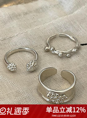 手作925纯银小众可调节戒指