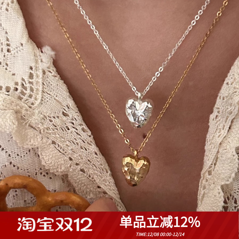 EliseTikis纯银熔岩女复古项链