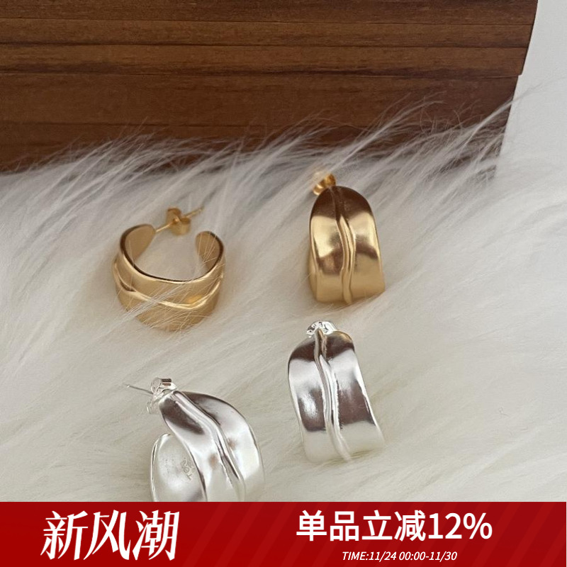 TEN日系纯音女树叶耳环手工