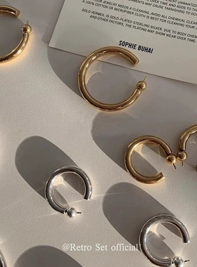 定制Sophie buhai经典圆圈耳钉925纯银镀金女高级感气质耳环简约