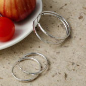 韩代同款 通体纯银素圈耳环经典 切割面S925多尺寸气质通勤百搭耳饰