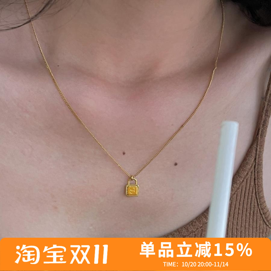 定制字母锁骨链ins18k项链女银