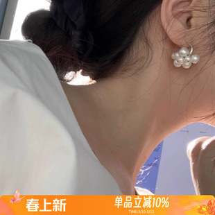 定制韩代Monday edition天然淡水珍珠气质优雅925纯银时髦耳环