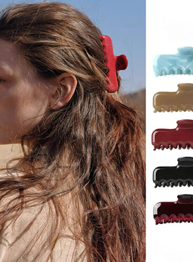 Retro5色高版本jennie同款法式复古红色蓝色醋酸抓夹后脑勺鲨鱼夹