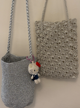 Retro月光银手作编织包进口银线小众设计贝壳包&水桶包单肩包手拎