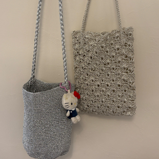 Retro月光银手作编织包进口银线小众设计贝壳包&水桶包单肩包手拎