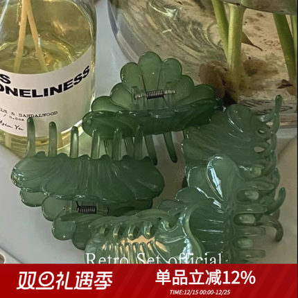 「小人鱼」夏新清透小众气质贝壳发卡发抓复古慵懒法式鲨鱼夹发量