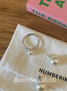 韩代numbering施华洛珍珠戒指925银简约小众设计极简法式优雅高级