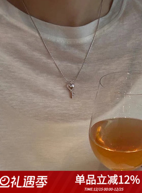 Retro偷心项链钥匙爱心纯银简约