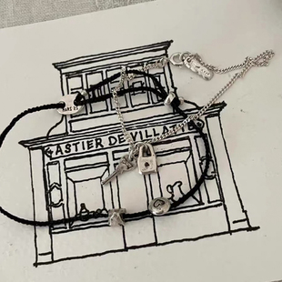 韩系小众设计mars25纯银锁钥匙手链手工感S925银手绳叠戴百搭推荐