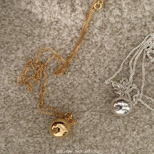 灵魂穿搭通体925纯银小众简约圆球项链女ins时髦球形吊坠毛衣链