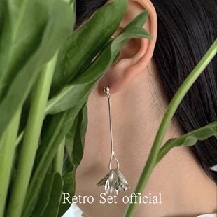 「铃兰」coldframe春夏立体花朵清冷银饰重工耳环百搭ins简约高级
