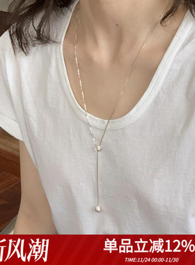 纯银925盒子链女水滴项链百搭