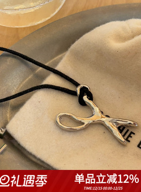 Retro秋冬小众设计复古时髦不规则剪刀925银项链毛衣链长款项链