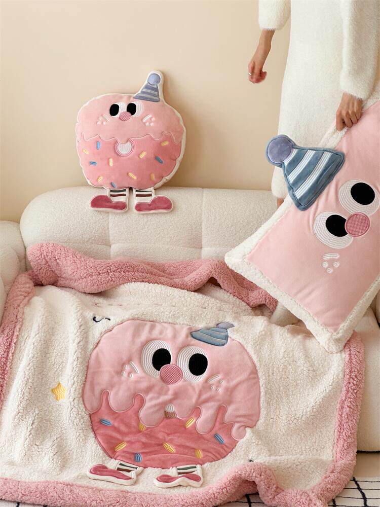 도넛 햄버거 두꺼운 양고기의 벨벳 담요 소파 던지기 담요 캐주얼 담요 산호 벨벳 사무실 낮잠 담요