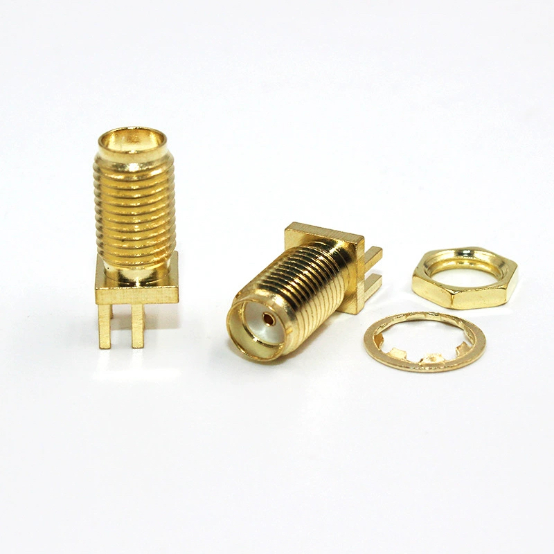 直式SMA-KE 全牙 16.5长天线座 SMA母座 偏脚1.2mm 11牙 全铜镀金