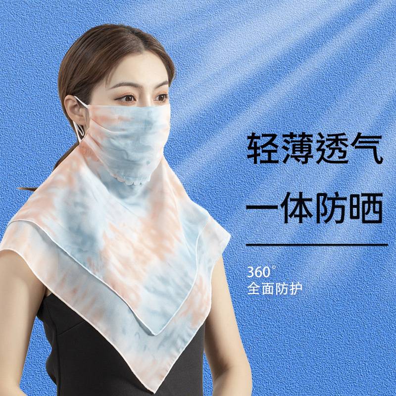 薄款透气挂耳大围巾防晒女式款夏季面罩雪纺披肩口罩护颈户外遮阳