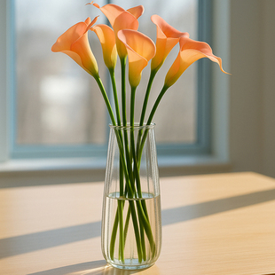 轻奢玻璃花瓶摆件客厅插花百合芍药高级感透明水养水培富贵竹鲜花