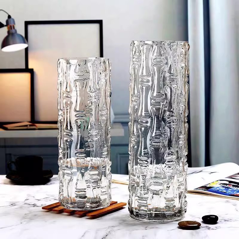 大号玻璃花瓶摆件客厅插花轻奢高级感水养富贵竹专用桌面直筒花器