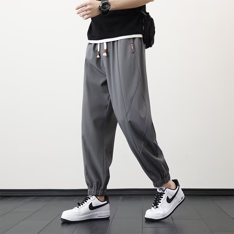 夏季薄款速干冰丝网银休闲裤