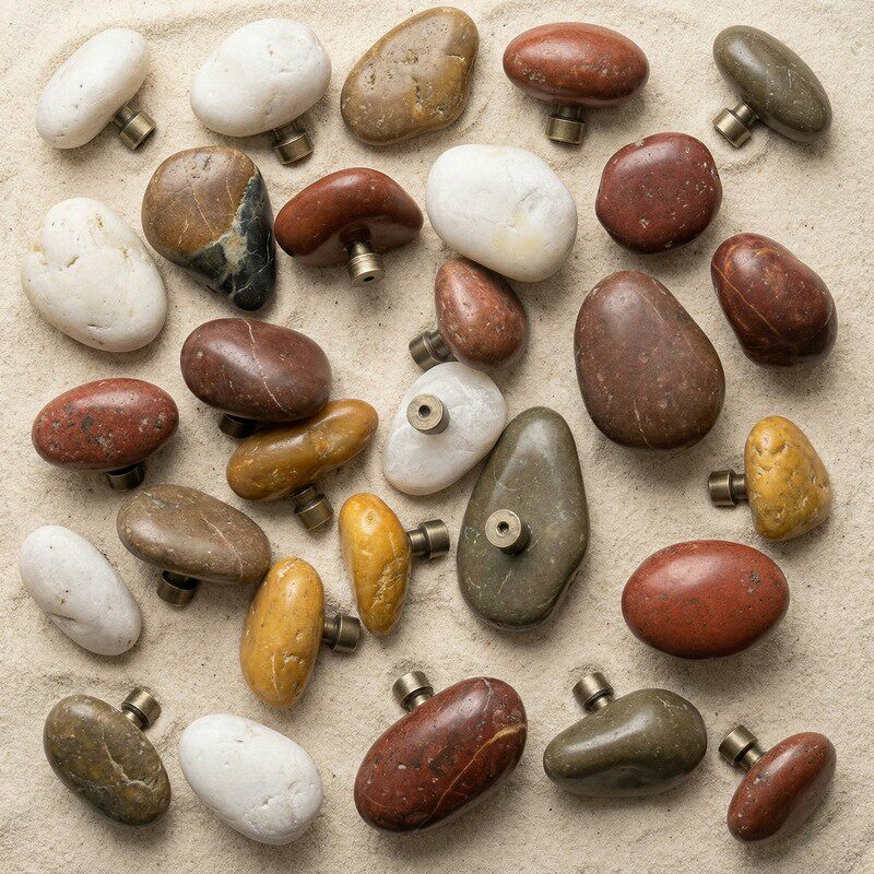 天然石头椭圆形拉手现代简约家具柜门抽屉彩色小把手装饰配件创意