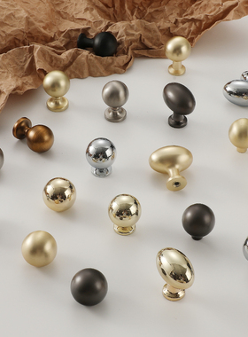 现代轻奢单孔衣柜拉手法式镀铬银金色黑色圆球形抽屉橱柜鞋柜把手