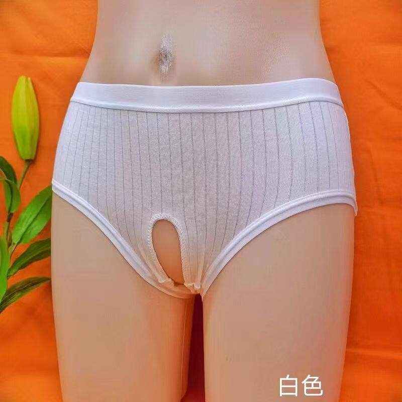 女士三角内裤棉质中腰开档免脱透气柔软亲肤舒适甜美轻薄