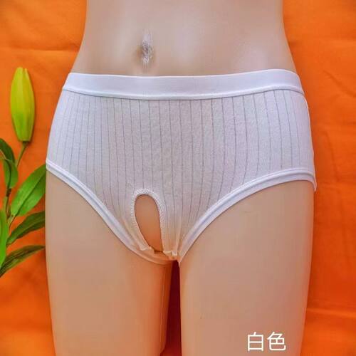 女士三角内裤棉质中腰开档免脱透气柔软亲肤舒适甜美轻薄