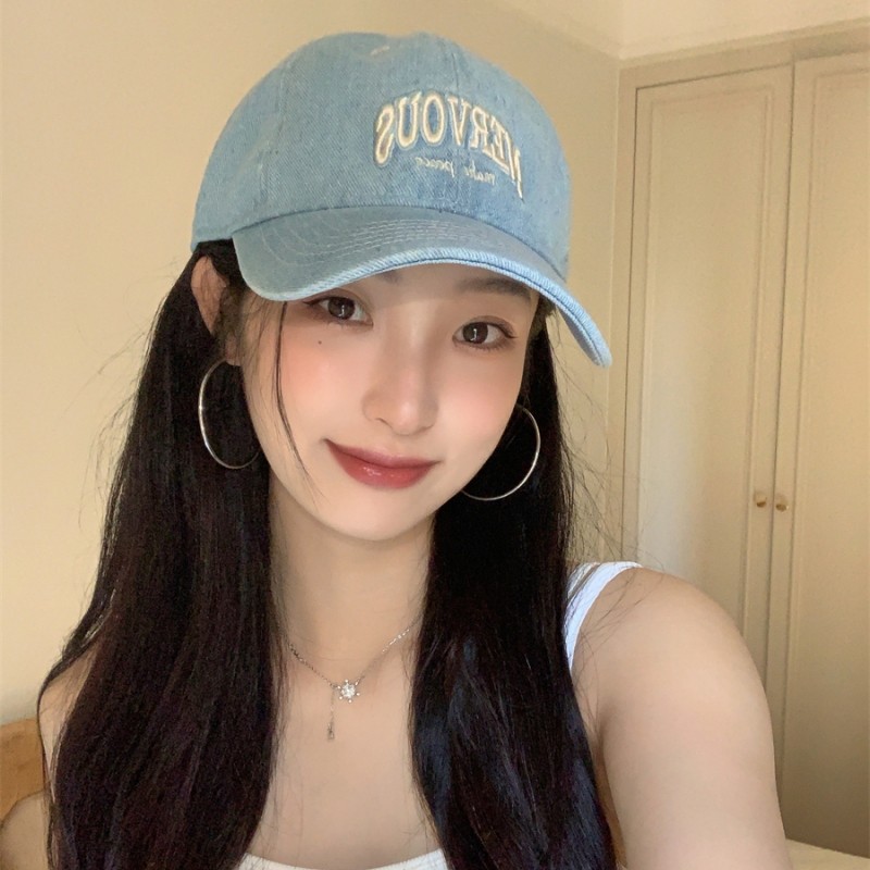 帽子女宽檐加深字母牛仔鸭舌帽韩版休闲百搭情侣学生显脸小棒球帽