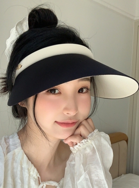 夏季发箍式大檐空顶防晒帽女