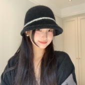 秋冬保暖复古显脸小针织渔夫帽女韩系气质时尚 贵气绒绒 新款 盆帽