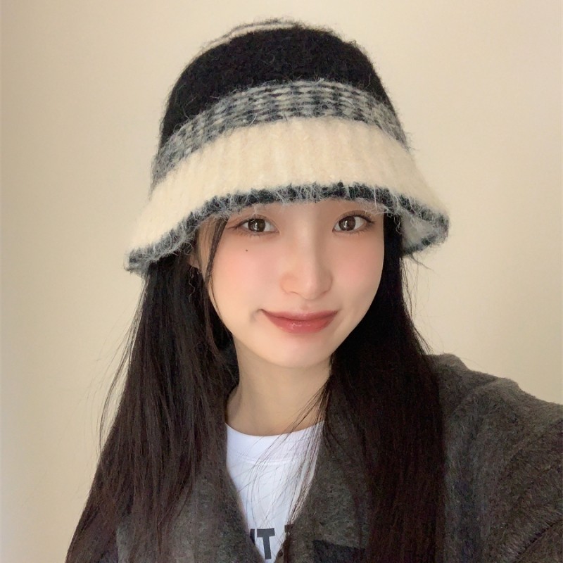 甜美双拼~韩系新款毛绒针织帽女秋冬时尚显脸小护耳毛线渔夫帽潮,服饰配件/皮带/帽子/围巾,帽子,淘宝优惠券,粉丝福利购,淘宝优惠卷