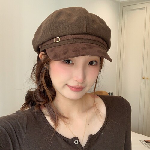 新款秋冬毛呢复古美拉德贝雷帽女