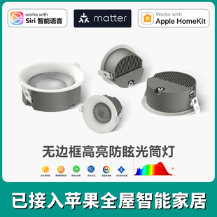 Matter苹果Homekit调光调色无边框筒灯高亮防眩天花防水防雾射灯