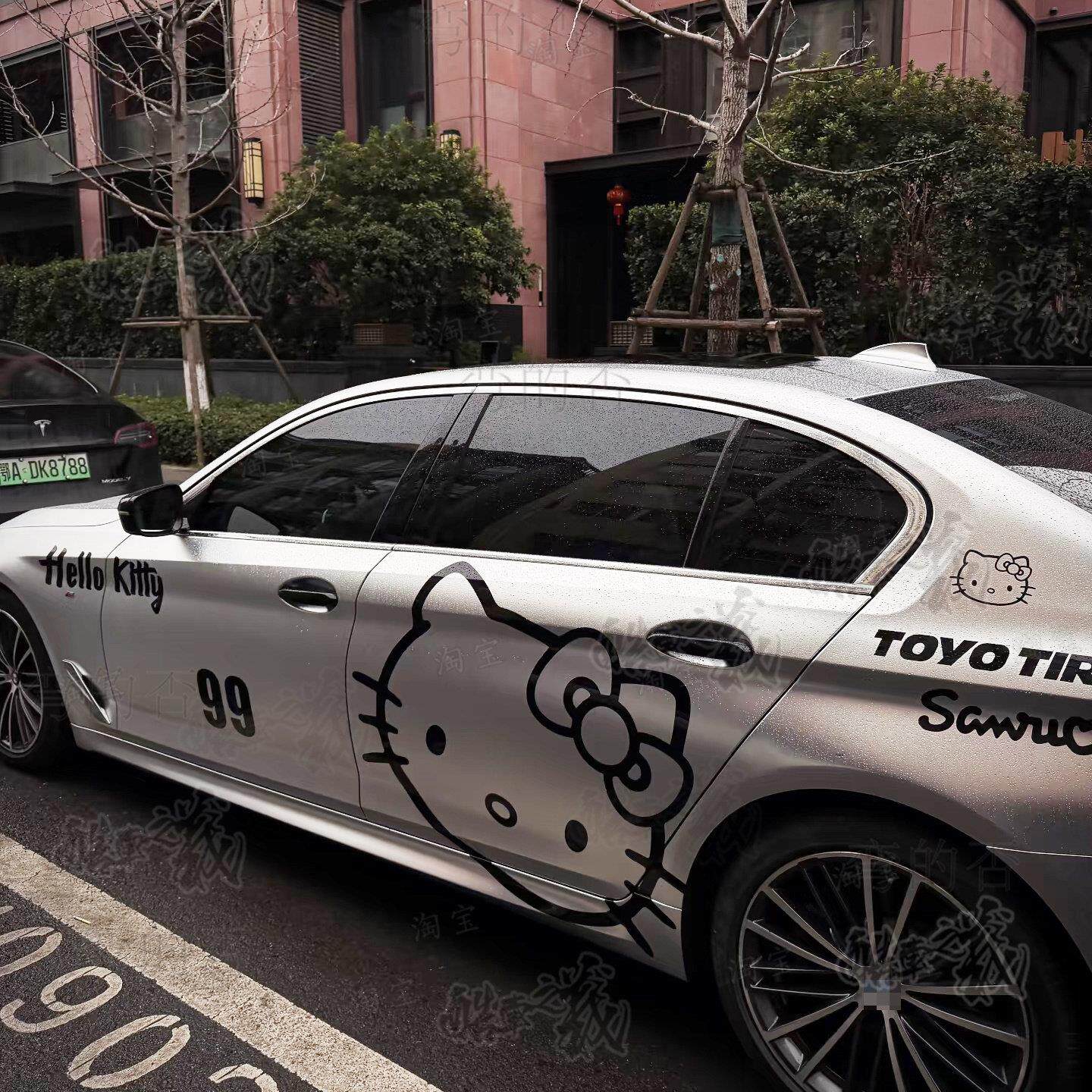 适用宝马5系530kt猫车贴拉花3系奔驰c260卡通hello kitty车身贴纸
