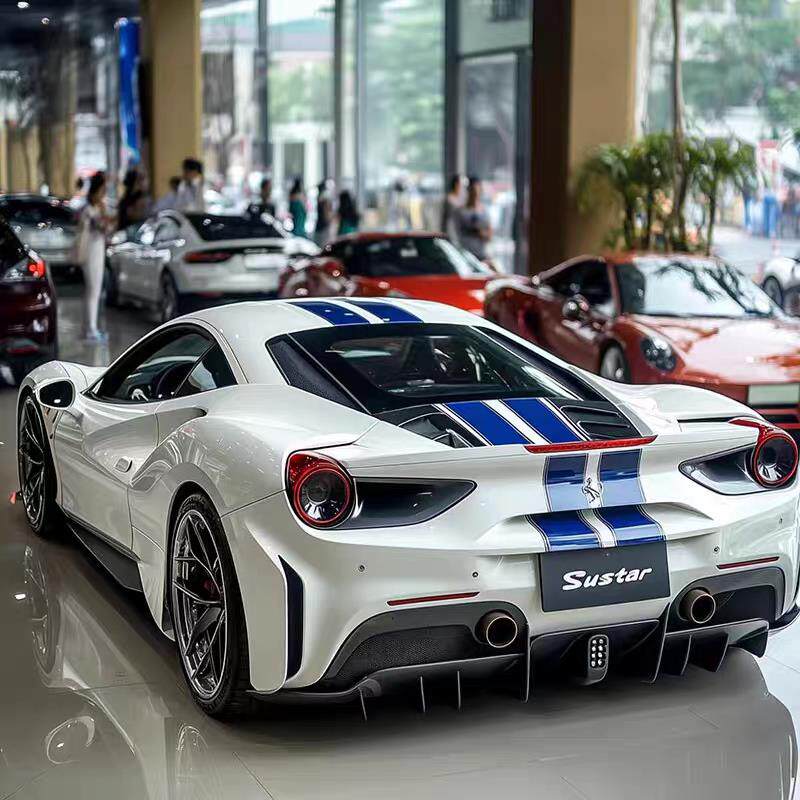 法拉利 488pista引擎机盖车顶贴纸拉花F8 458赛道版车贴车身侧裙