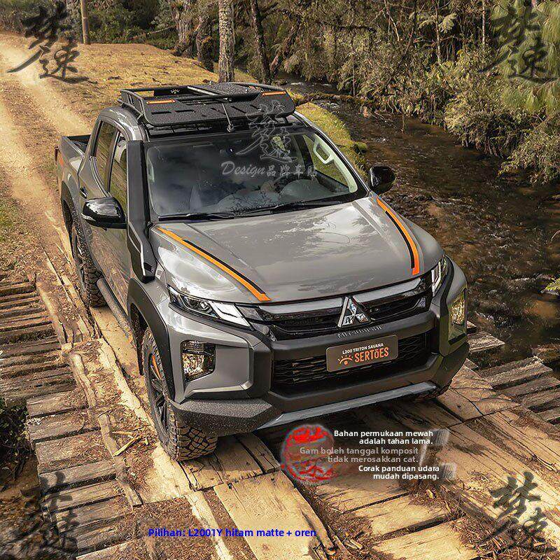 适用于三菱L200皮卡车贴拉花赛车改装饰汽车贴纸车身彩条尾厢贴画