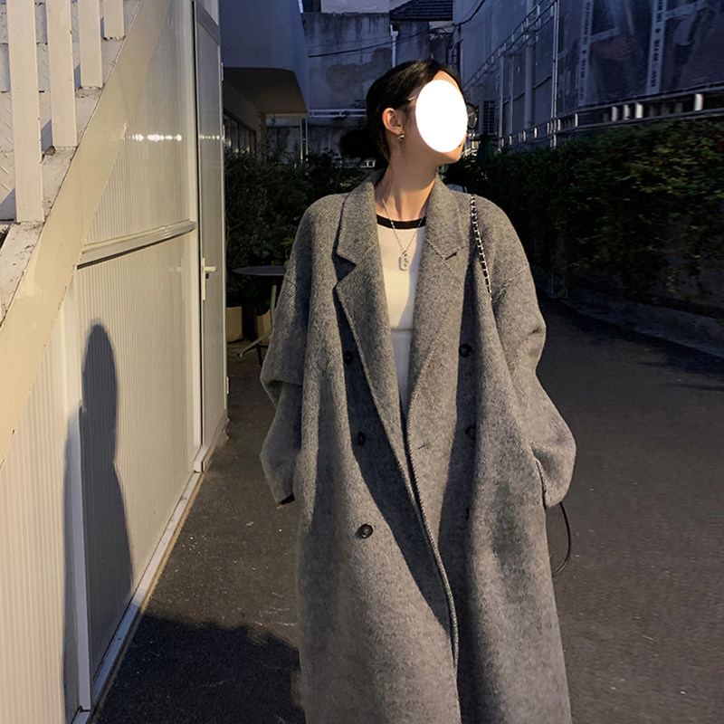 日本offcat双面呢子大衣女2024秋冬新款小个子中长款羊毛呢外套高
