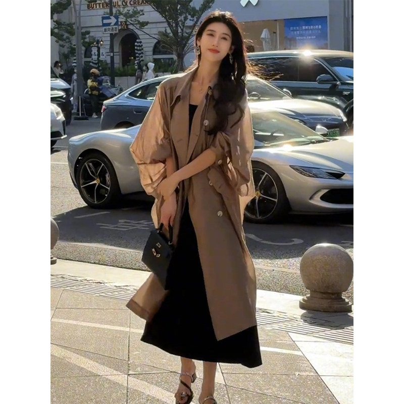 日本offcat防晒长外套女2025夏季新款高级感中长款防晒衣风衣双排