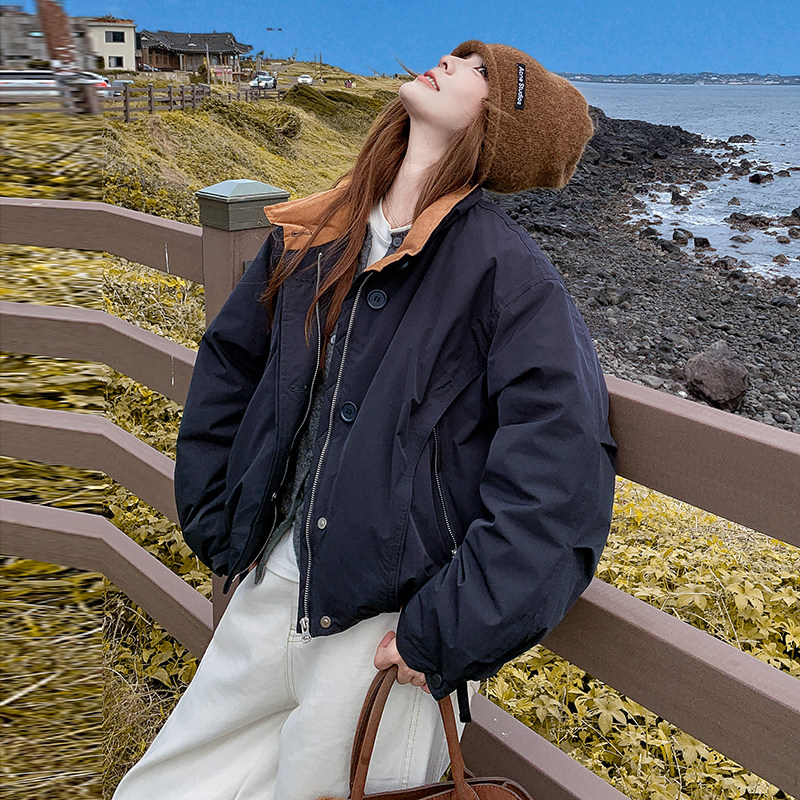 日本offcat两面穿棒球服羽绒服女2025冬季新款巨好看的短款90白鸭